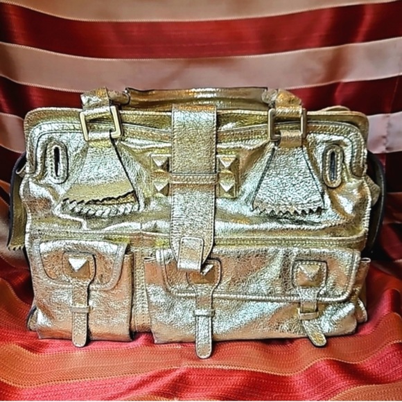 NWT CHLOÉ Elvire Cinkled Gold Leaf Leather Handbag - Picture 14 of 14